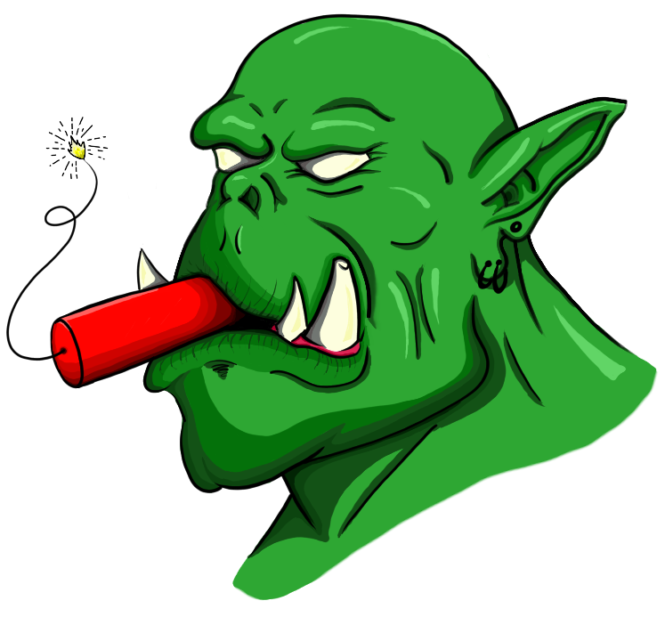 Orc with dynamite with his mouth